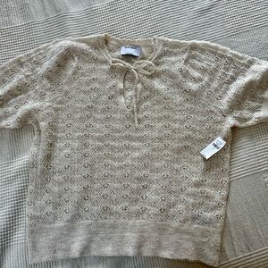 Creamy Beige Tie-Neck Sweater NWT